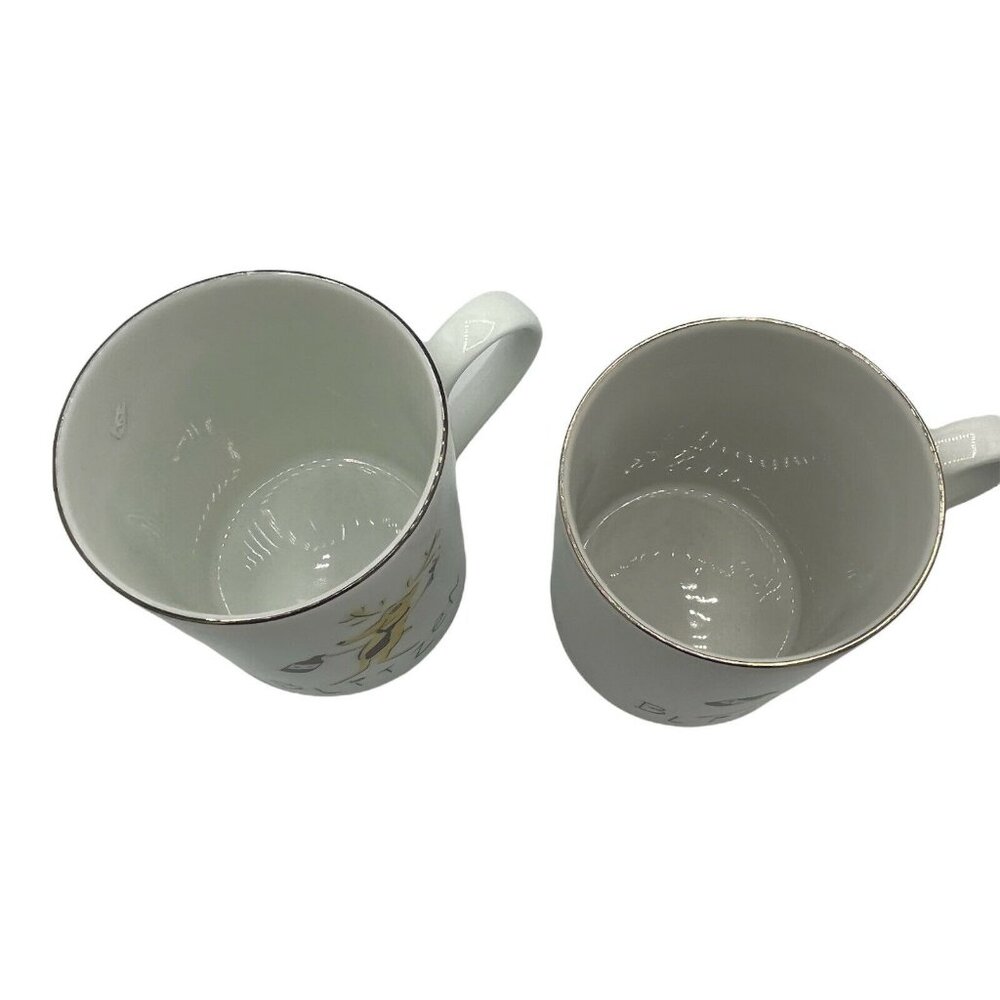2 Pottery Barn Reindeer Blitzen Coffee Mug Cups Holiday Office Party 4 1/2 Inch - Picture 4 of 6